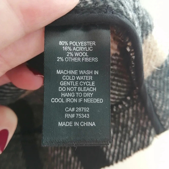 Joie Plaid Wool Blend Open Jacket Black and Tan Heritage Plaid Medium - Picture 12 of 16